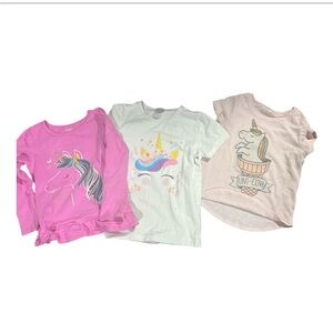 Unicorn-Themed Kids Shirts set  - pink and white- fits ages size  4-6